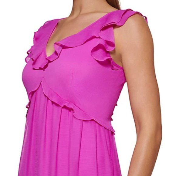 NWT DKNY Ruffle-Trim Tiered Gown - Picture 3 of 7